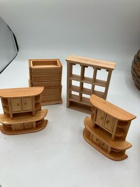 Natural Wood Miniature Furniture Set - Light Wood Finish